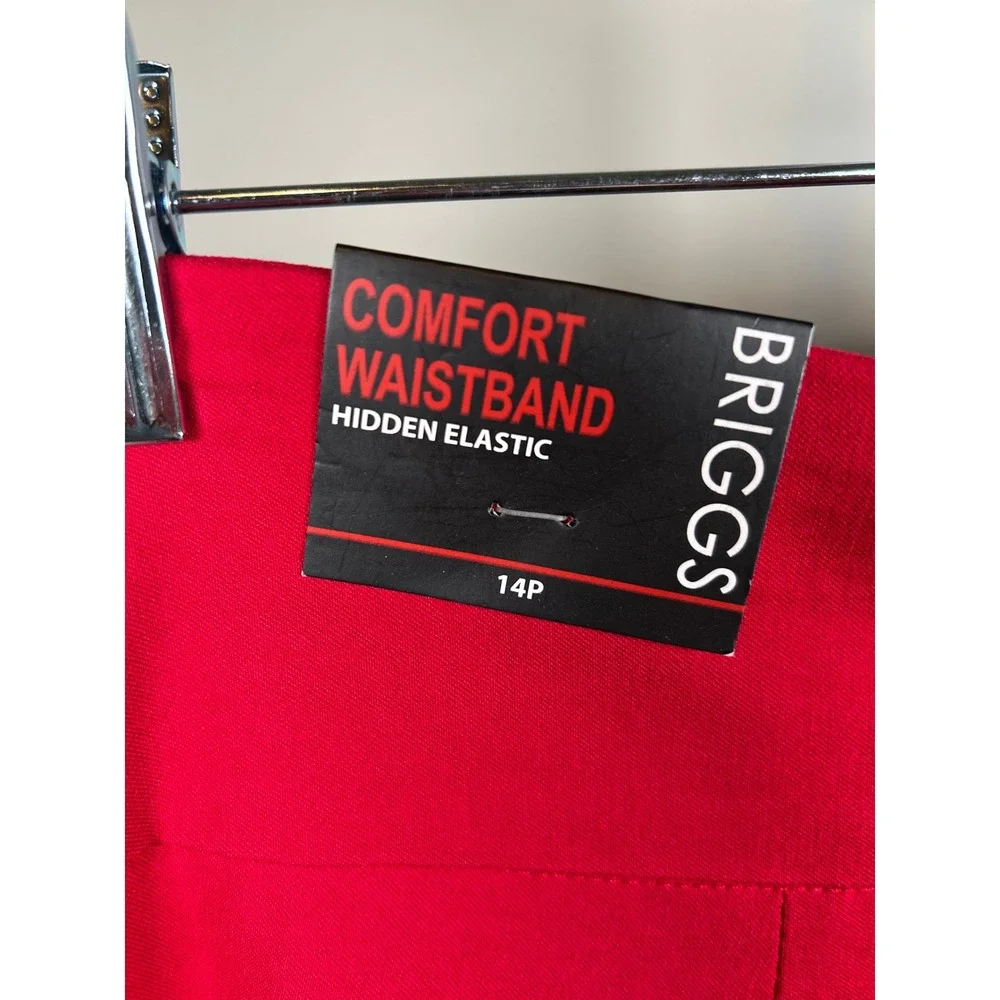 NEW Briggs Shorts Women 14P Red Amore Comfort Waistband Hidden Elastic Bermuda